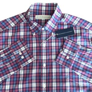 Holderness & Bourne The Andrews Shirt Tailored Fit Mens L Vintage Claret Plaid